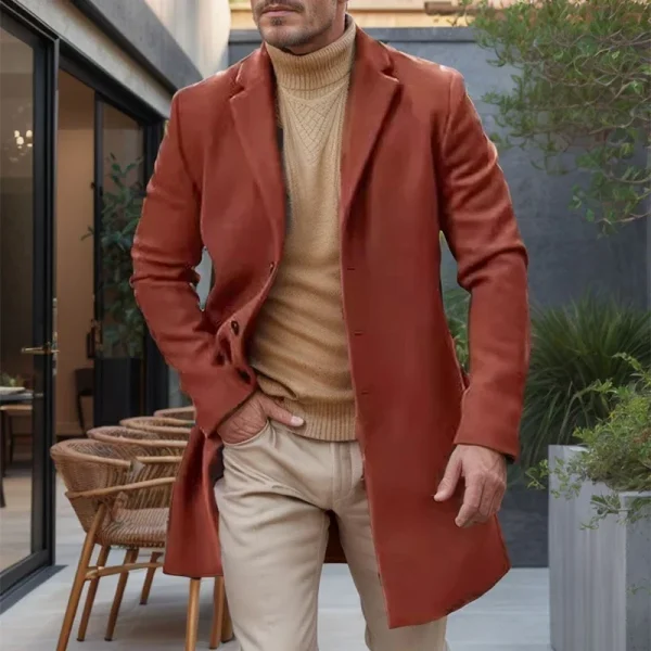 Fashionable Single Breasted Woolen Mid Jacket - Image 4