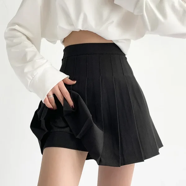 High-Waisted Slimming Mini Dress Khaki Skirt - Image 5