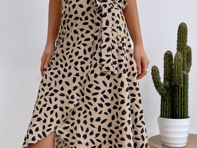 Casual Print Tie Side Wrap Skirt
