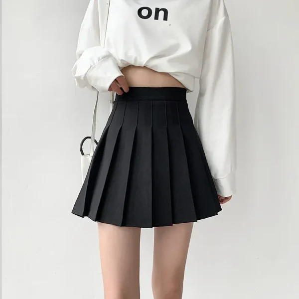 High-Waisted Slimming Mini Dress Khaki Skirt - Image 4