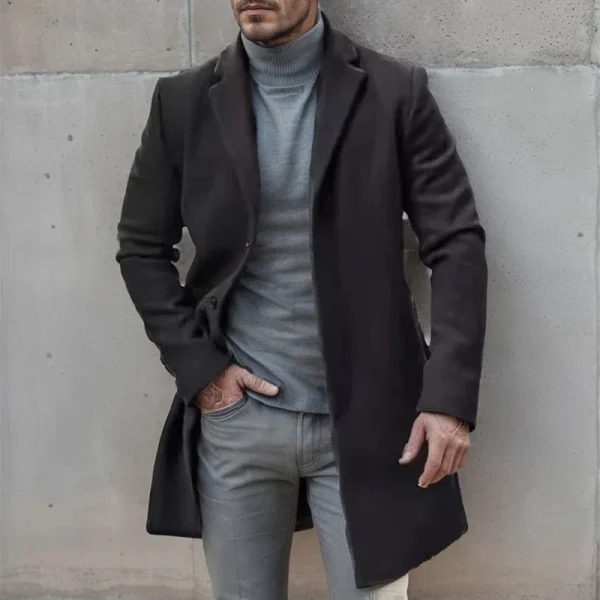 Fashionable Single Breasted Woolen Mid Jacket - Image 3
