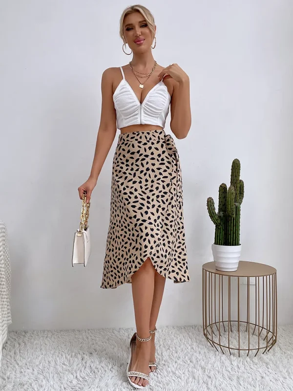 Casual Print Tie Side Wrap Skirt - Image 6
