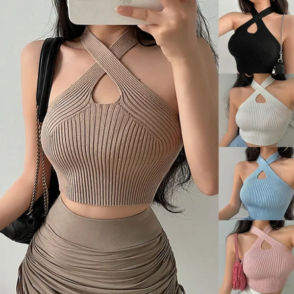 Sexy Cross Vest Crop Tops - Image 2