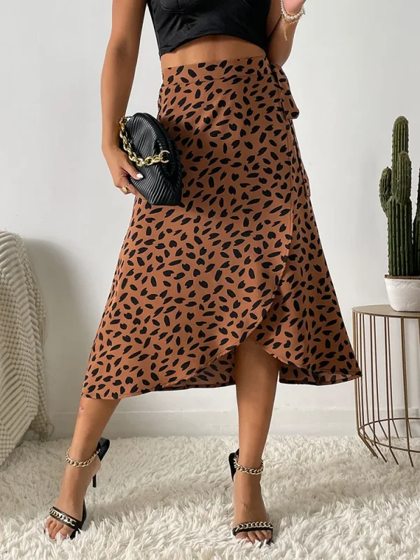 Casual Print Tie Side Wrap Skirt - Image 5