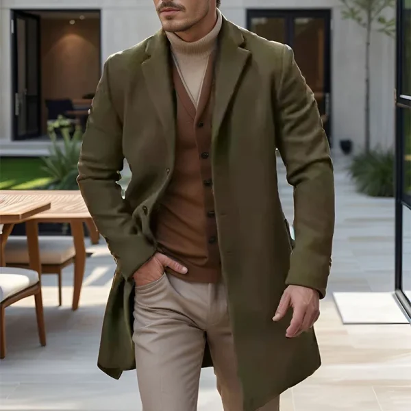 Fashionable Single Breasted Woolen Mid Jacket