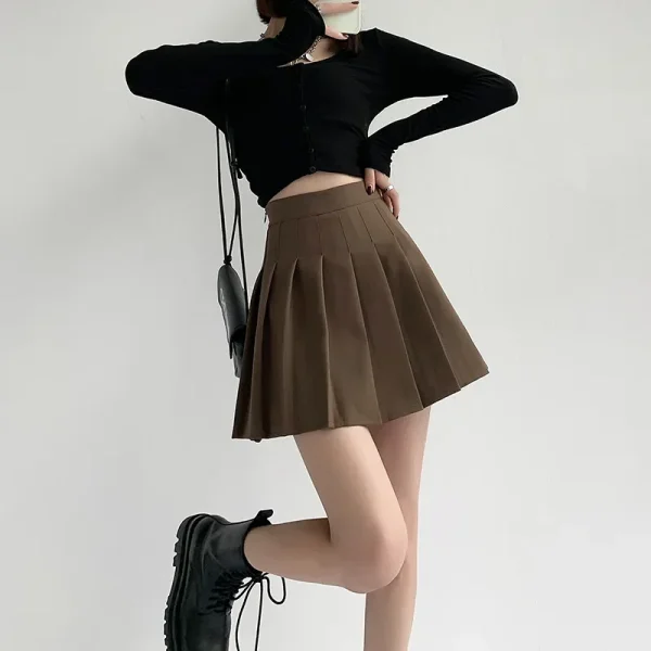 High-Waisted Slimming Mini Dress Khaki Skirt