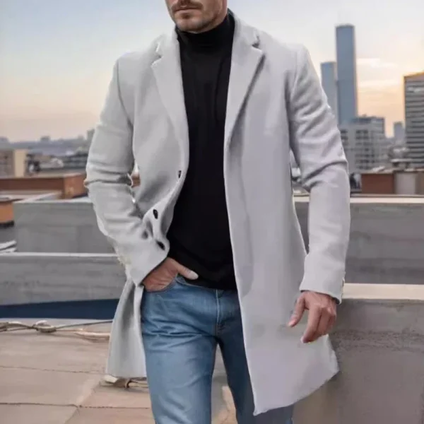Fashionable Single Breasted Woolen Mid Jacket - Image 2